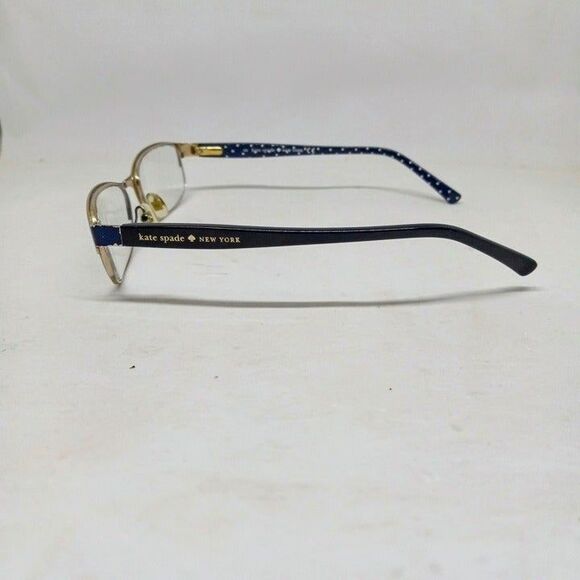 Kate Spade New York Ambrosette Eyeglass Frames-Navy Polka Dots-Rectangle - Picture 3 of 8
